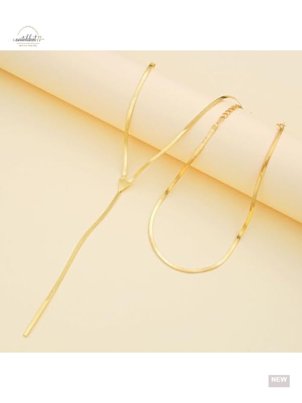 Chunky Layered Gold Choker Necklace Set Y Lariat Statement Chain - Picture 4 of 6